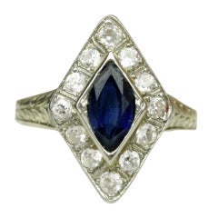 Art Deco Diamond and Sapphire White Gold Ring Art Deco Diamond and Sapphire White Gold Ring