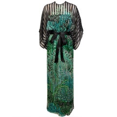 1970's Pauline Trigere Ribbon Silk Dress