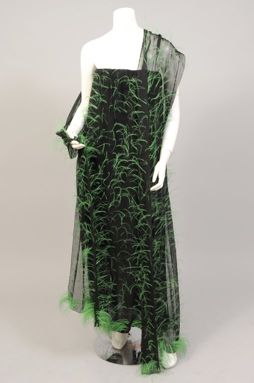 Women's 1966 Pauline Trigere Ostrich Feather Gown & Wrap
