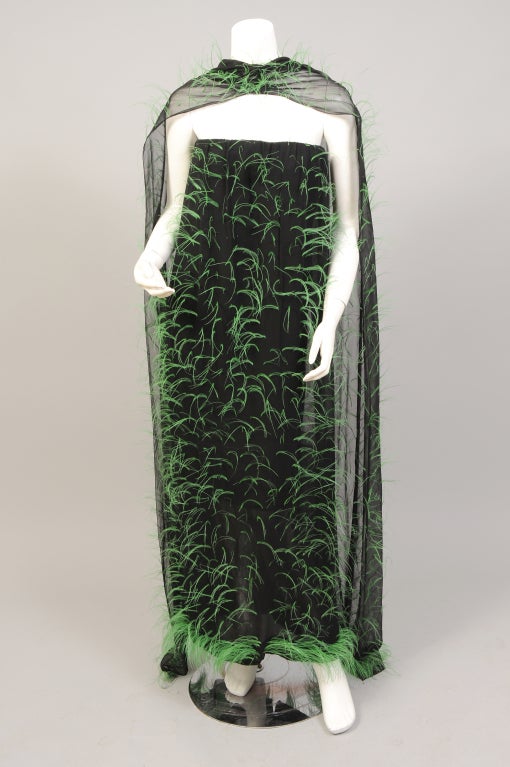1966 Pauline Trigere Ostrich Feather Gown & Wrap 3