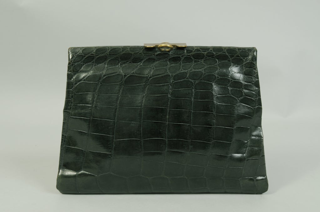 1930's Green Alligator Clutch
