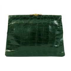 Vintage 1930's Green Alligator Clutch