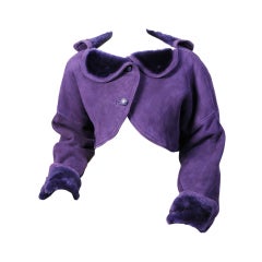 Geoffrey Beene Purple Shearling Bolero 7