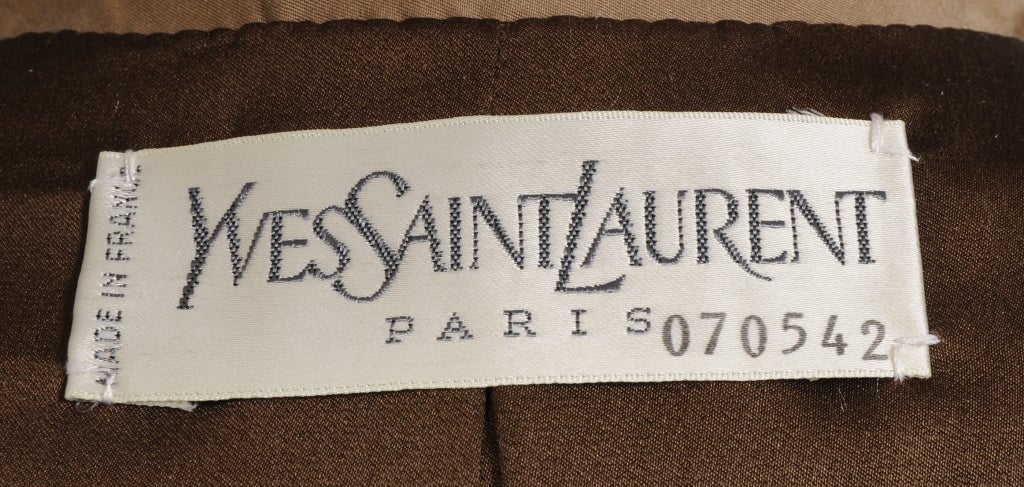Brown Yves Saint Laurent Numbered  Haute Couture Safari Jacket