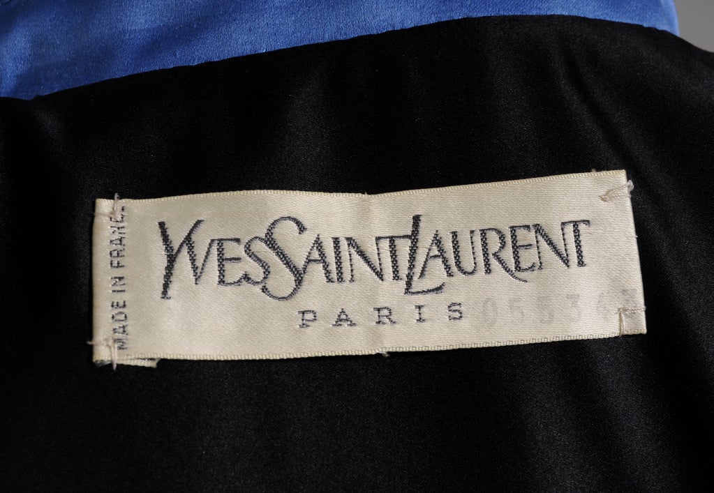 Women's Yves Saint Laurent Numbered Haute Couture Blue Satin Jacket For Sale