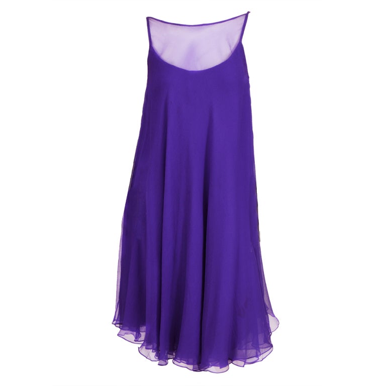 1960's Nina Ricci Violet Silk Chiffon Cocktail Dress