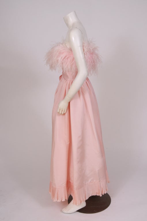 Women's Albert Capraro Feather Trimmed Dress