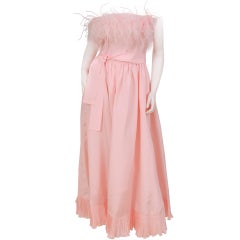 Retro Albert Capraro Feather Trimmed Dress