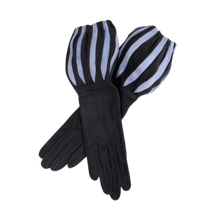 Suede Gloves with Balloon Cuff 1950's Bloomingdale's
