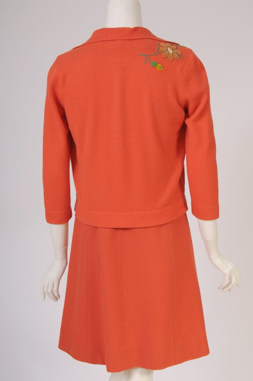 Freida Wolf 1950's  Appliqued Cashemere Cardigan & Dress 2