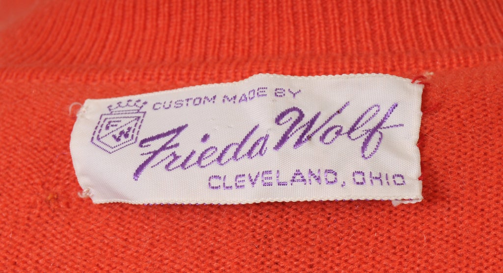 Freida Wolf 1950's  Appliqued Cashemere Cardigan & Dress 5