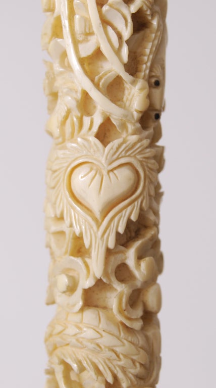 Victorian Ivory & Gold Handled Silk Parasol 3