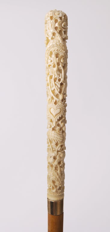 Victorian Ivory & Gold Handled Silk Parasol 5
