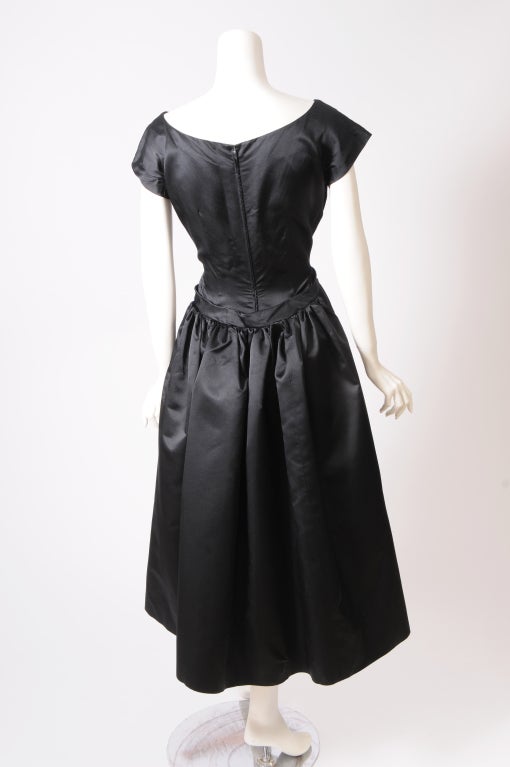 Black 1950's Bustle Back Cocktail Dress