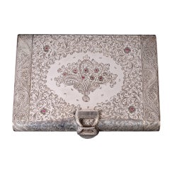 Continental Silver and Ruby Necessaire or Evening Bag