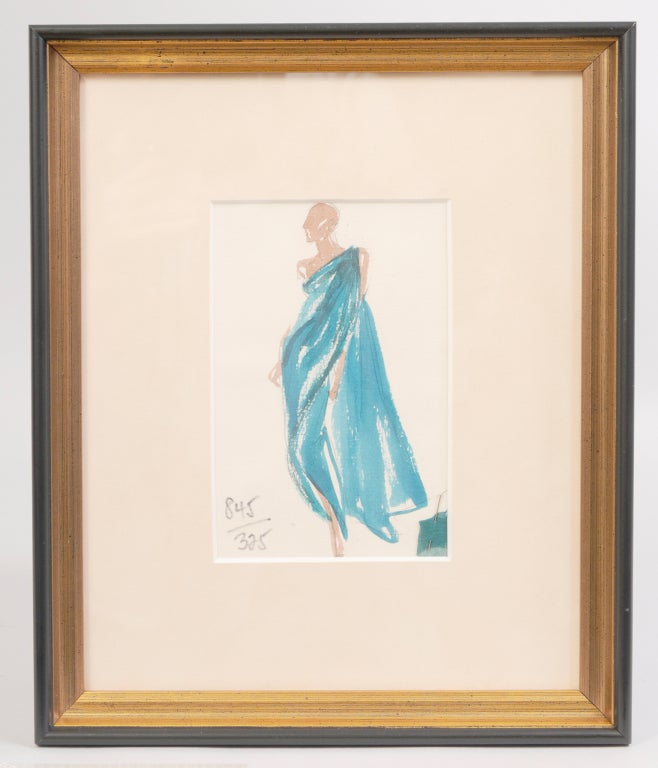 Halston Fashion Illustration by Joe Eula, Martha Graham estate at 1stDibs