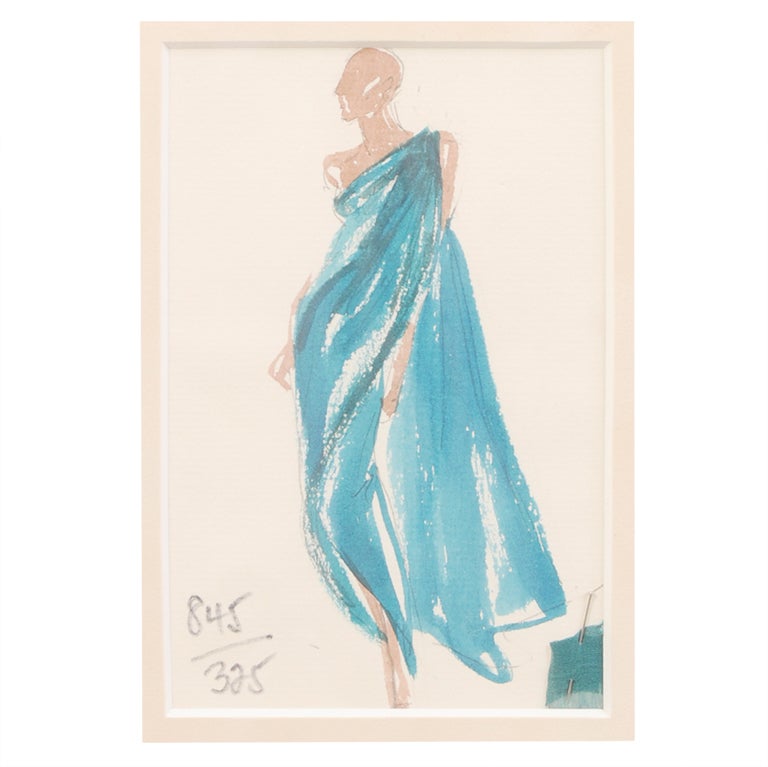 Halston Fashion Illustration by Joe Eula, Martha Graham estate