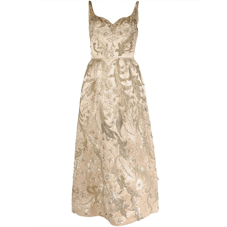 Exceptional 1950's Hand Beaded Gown by James Galanos at 1stDibs