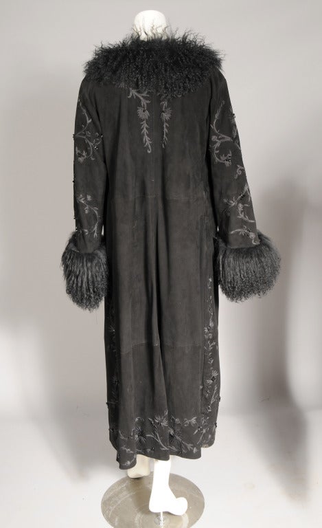 Women's Adrienne Landau Embroidered & Beaded Suede Coat