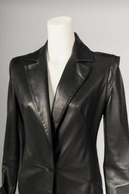 Gianni Versace Supple Black Leather Coat at 1stDibs | supple coat