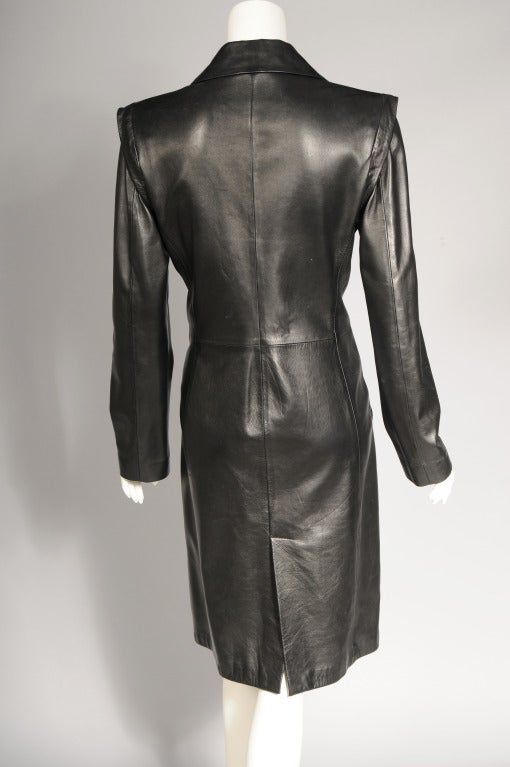 Women's Gianni Versace Supple Black Leather Coat