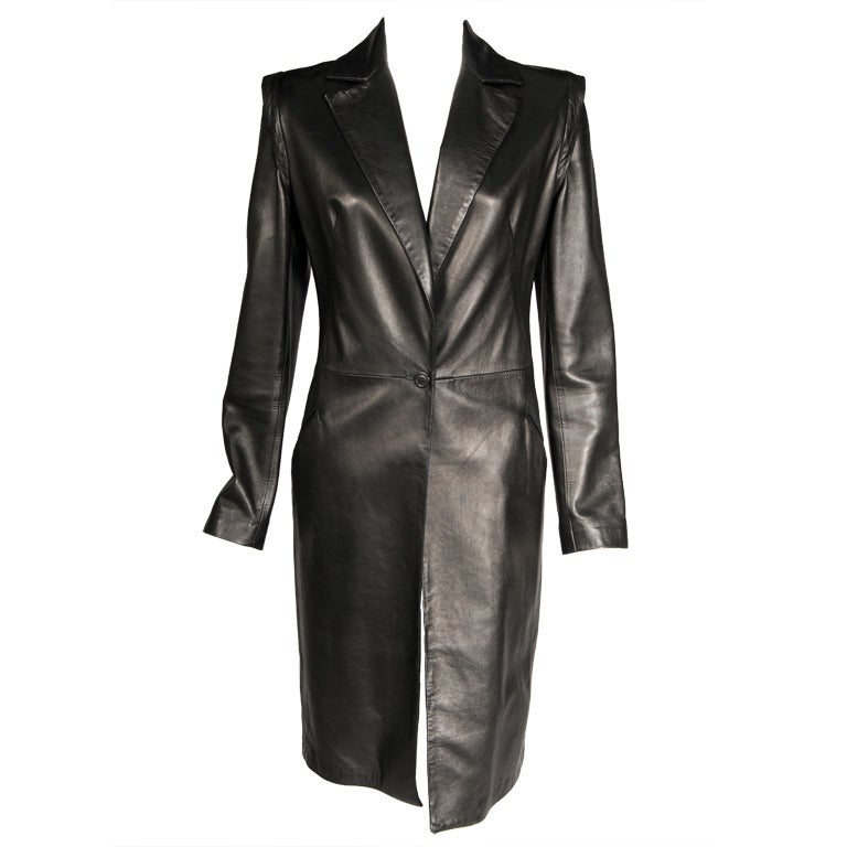 Gianni Versace Supple Black Leather Coat