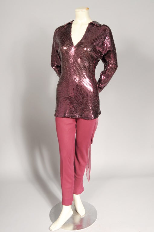 Halston Sequi Top & Chiffon Pants