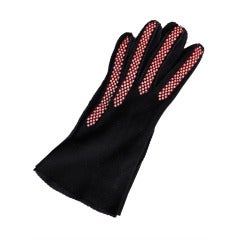 Vintage Black Suede Gloves with Beadwork