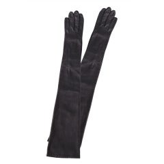 Bill Blass Black Leather Long Gloves