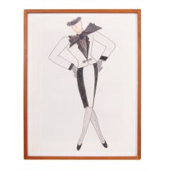 Yves Saint Laurent Signed Original Double Sided Fashion Drawing