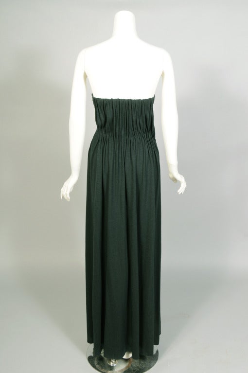 strapless green jersey dress