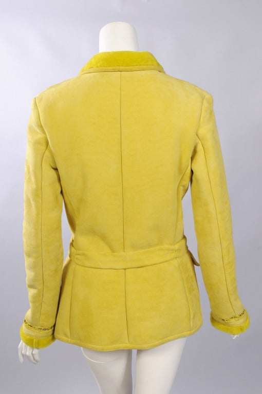 Women's Gianni Versace Bright Yellow Shearling Jacket