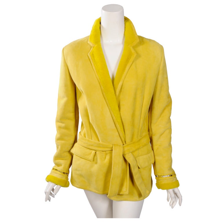 Gianni Versace Bright Yellow Shearling Jacket