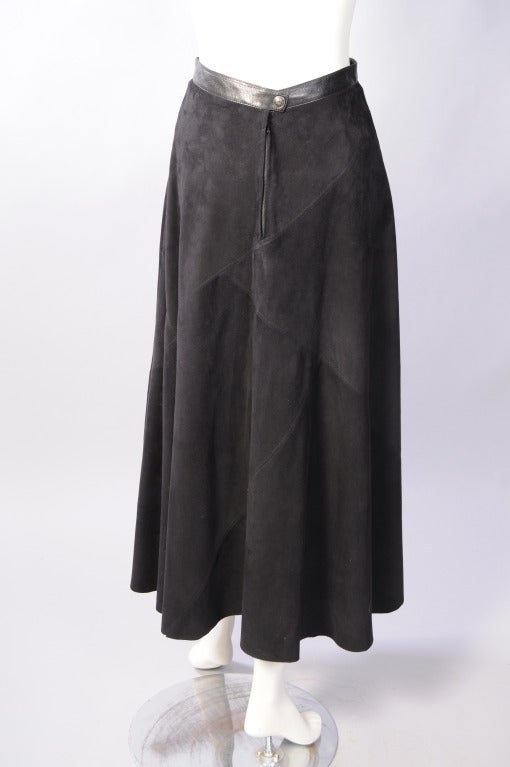 Black Christaian Dior Boutique Long Suede Skirt