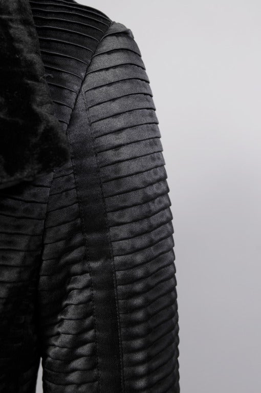 Women's Giorgio Armani Black Pleated Silk and Velvet Jacket