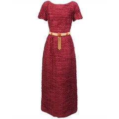 Vintage Sybil Connolly Pleated Linen Evening Dress