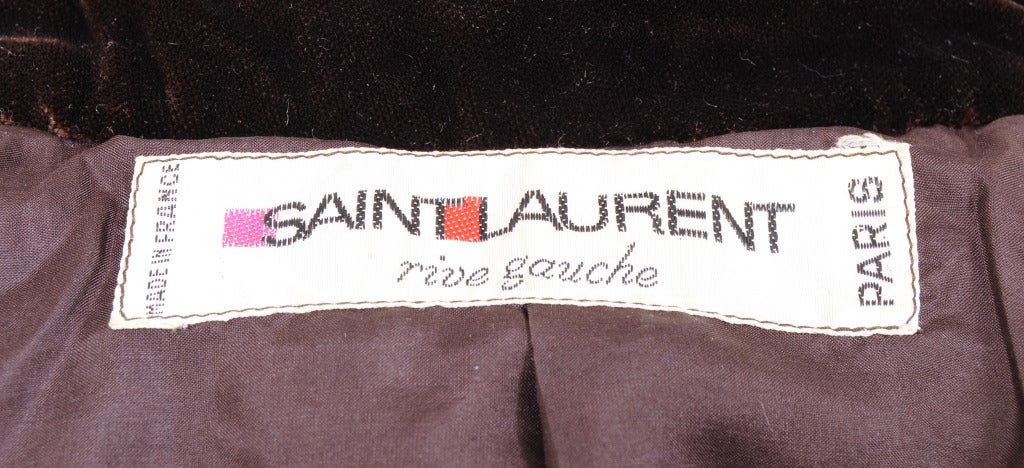 Yves Saint Laurent Velvet Safari Tunic In Excellent Condition In New Hope, PA
