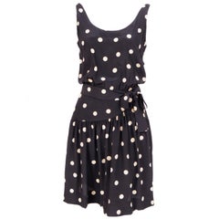 Vintage Martha, Palm Beach White Polka Dots on Black Silk Dress