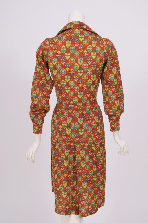 Women's 1970's Yves Saint Laurent Print Day Dress