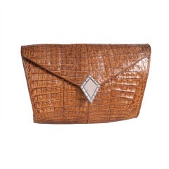 Susan Bennis Warren Edwards Alligator & Sterling Clutch