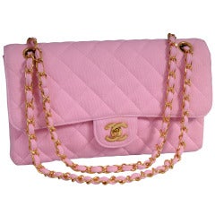 Vintage Chanel Haute Couture Runway Worn Pink Jersey 2.55  Bag
