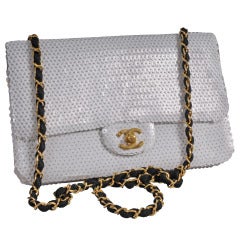 Vintage Chanel White Sequin Bag