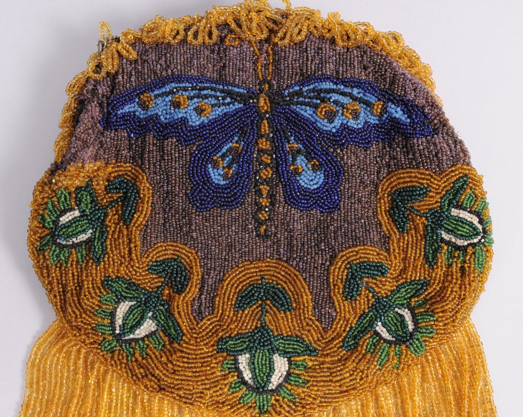 1920's Beaded Butterfly Bag For Sale at 1stdibs