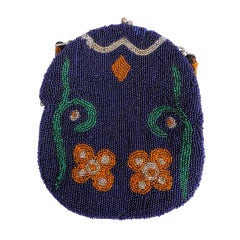Edwardian Navy Blue Bag with Floral Decoration 3