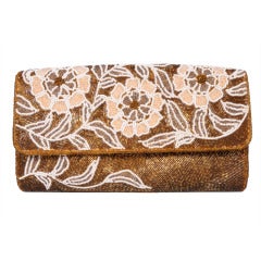 1960's Bronze & white Beaded Clutch 6