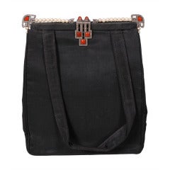 1930's Jeweled Frame Silk Bag 11