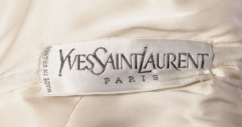 Yves Saint Laurent Haute Couture Navy & Cream Silk Evening Dress 1