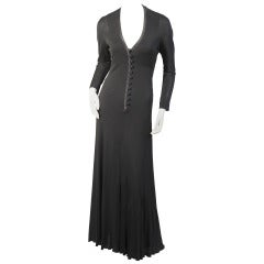 Mollie Parnis Black Jersey Maxi Dress