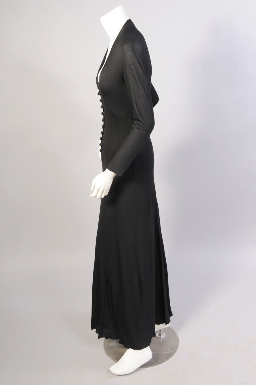 Women's Mollie Parnis Black Jersey Maxi Dress
