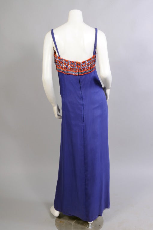George Halley Beaded Chiffon Gown In Excellent Condition In New Hope, PA